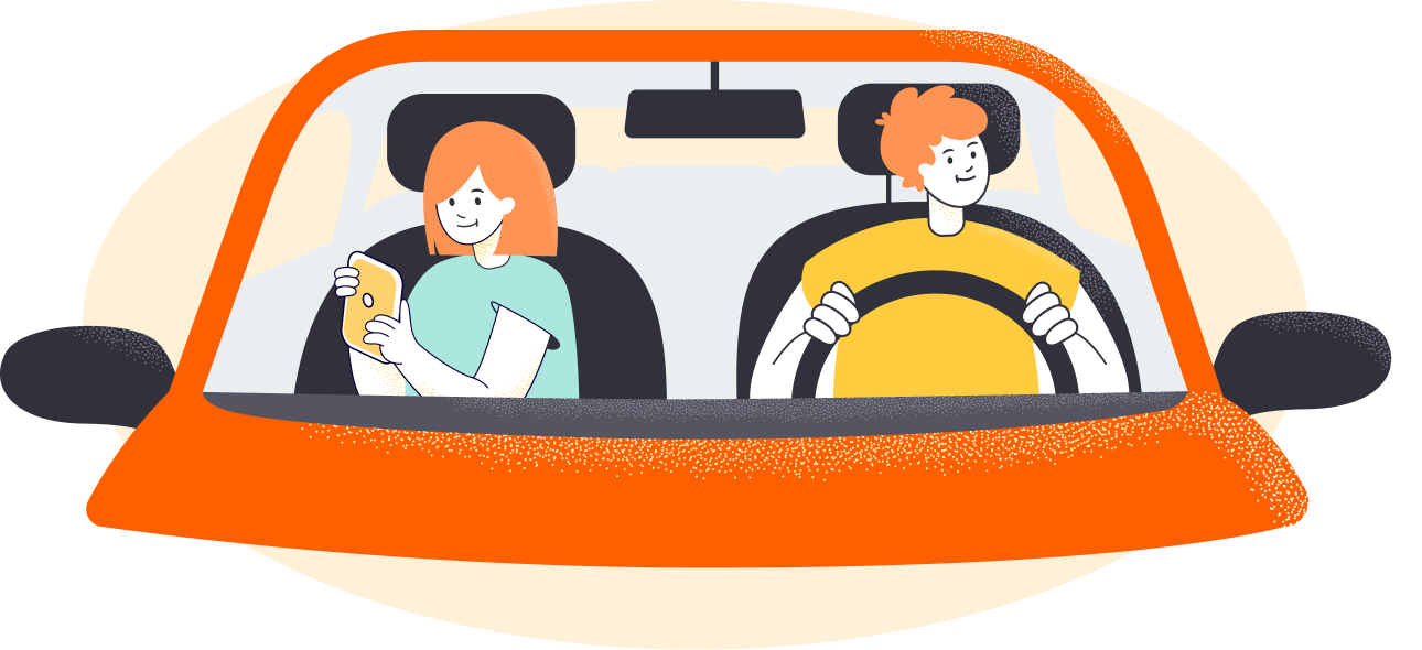 Car with people ordering on the go